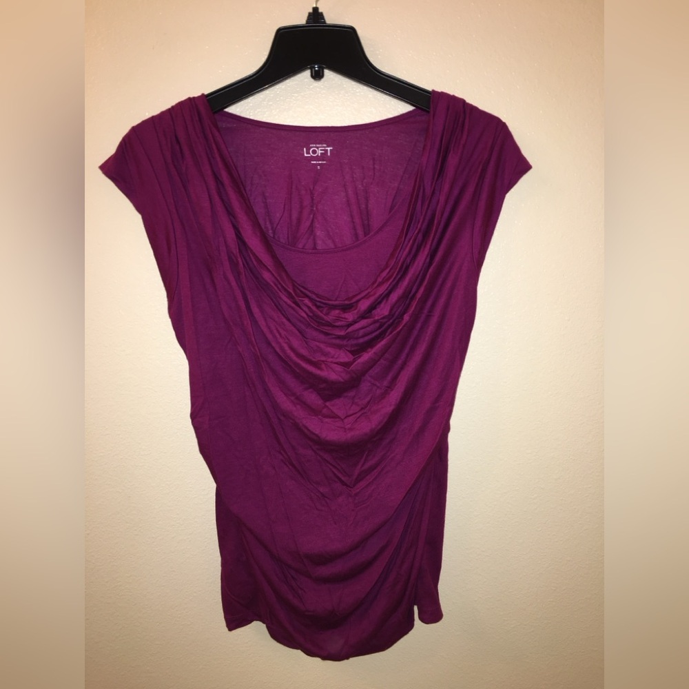 LOFT Women's Rich Purple Cowl Neck Blouse